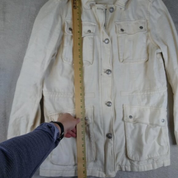 Free People Not Your Brothers Surplus Jacket Womens Large Full Zip Button Ivory - Picture 5 of 9